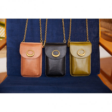 Nat & Nin Mindy Pouch Smartphone Bag Lizard Tan