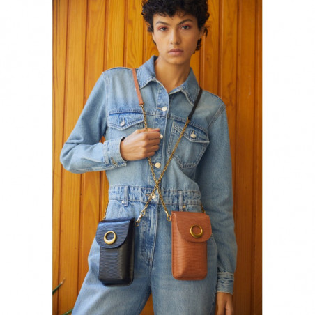 Nat & Nin Mindy Pouch Smartphone Bag Lizard Tan