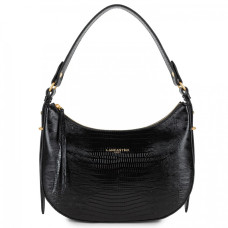 Lancaster Exotic Lizard & Croco Hobo Bag 524-89 Black