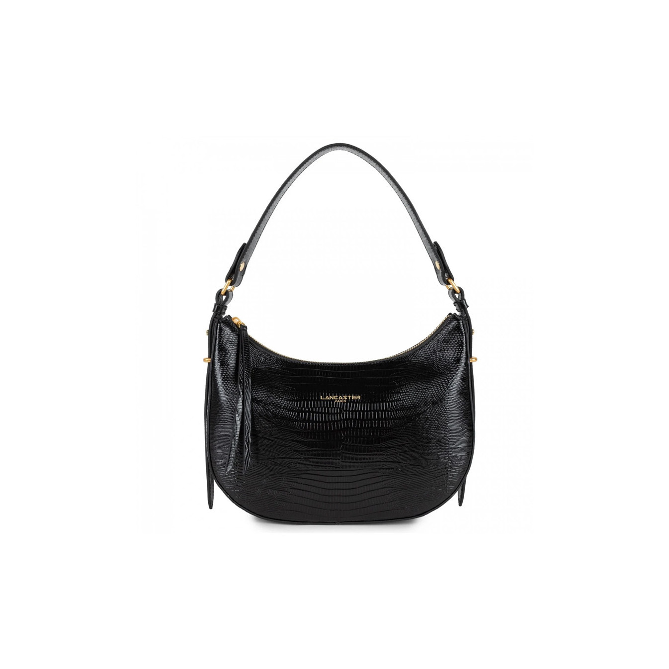 Lancaster Exotic Lizard & Croco Hobo Bag 524-89 Black