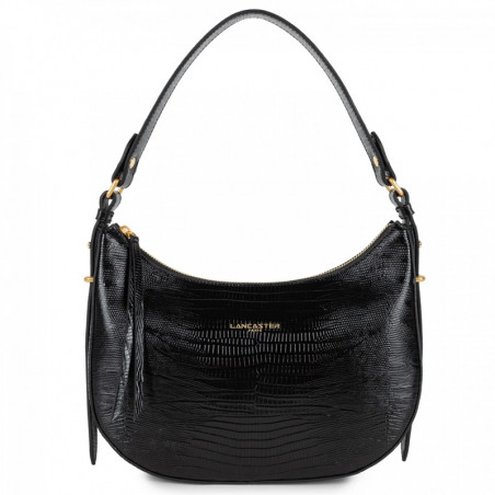 Lancaster Exotic Lizard & Croco Hobo Bag 524-89 Black