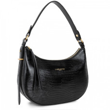 Lancaster Exotic Lizard & Croco Hobo Bag 524-89 Black