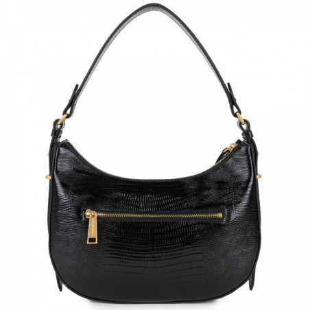 Lancaster Exotic Lizard & Croco Hobo Bag 524-89 Black