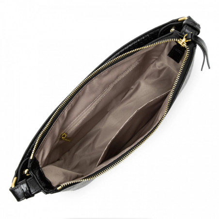 Lancaster Exotic Lizard & Croco Hobo Bag 524-89 Black