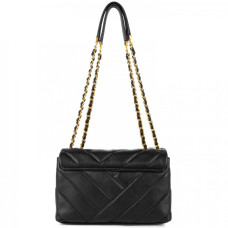 Lancaster Soft Quilted Shoulder Bag with Flap 530-26 Black
