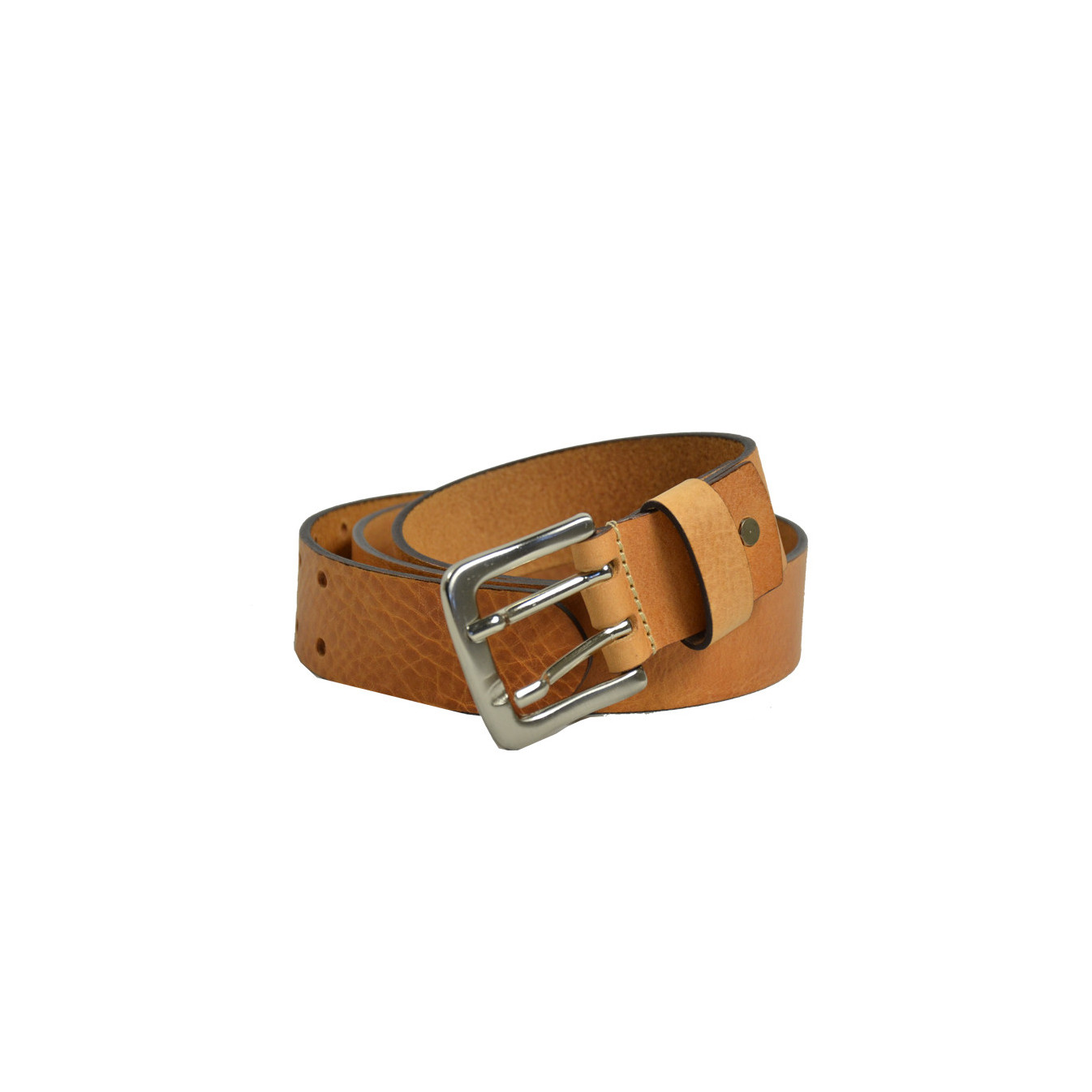 Ateliers Fourès Men's Leather Belt Cognac Missouri Gold