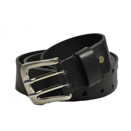 Ateliers Fourès Men's Leather Belt Cognac Missouri Black