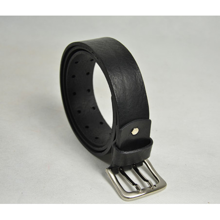 Ateliers Fourès Men's Leather Belt Cognac Missouri Black