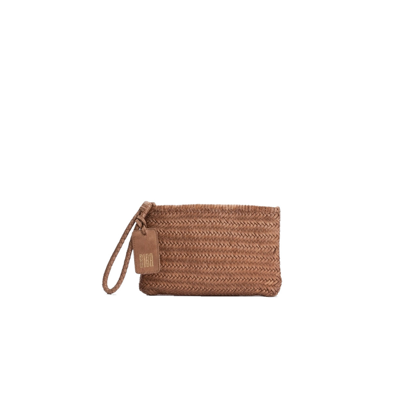 Biba Perkins Woven Leather Pouch Camel