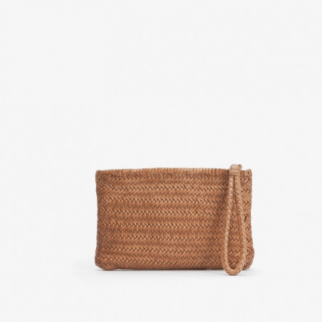 Biba Perkins Woven Leather Pouch Camel