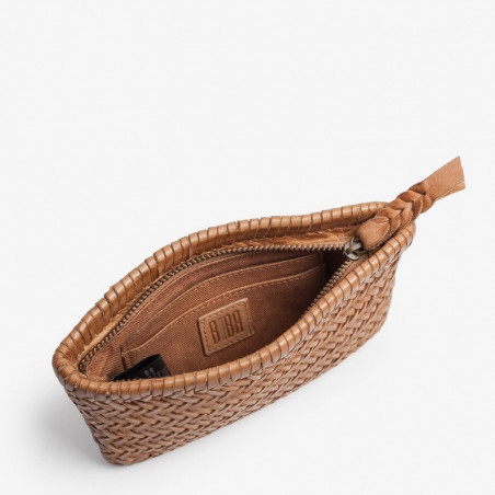 Biba Perkins Woven Leather Pouch Camel