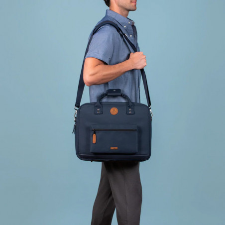 Cabaïa Messenger Reykjavik Sac Ordinateur 14" Marine porté