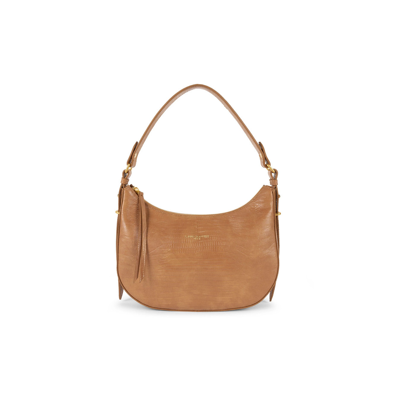 Lancaster Exotic Lizard & Croco Hobo Bag 524-89 Camel Lizard