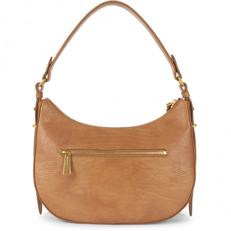 Lancaster Exotic Lizard & Croco Hobo Bag 524-89 Camel Lizard