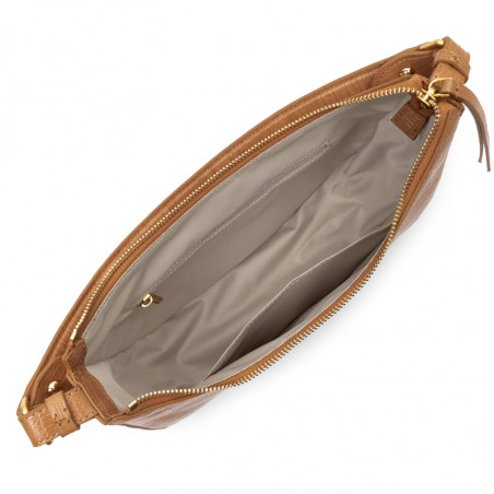 Lancaster Exotic Lizard & Croco Hobo Bag 524-89 Camel Lizard