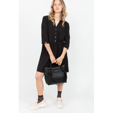 Lancaster Foulonne Double Cabas Louisa 470-20 Black In Nat