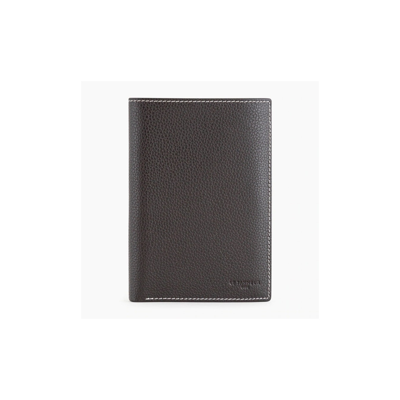 Le Tanneur Charles Medium Wallet 2 Flaps Grained Leather Dusty Cream