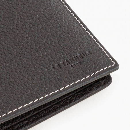 Le Tanneur Charles Medium Wallet 2 Flaps Grained Leather Dusty Cream