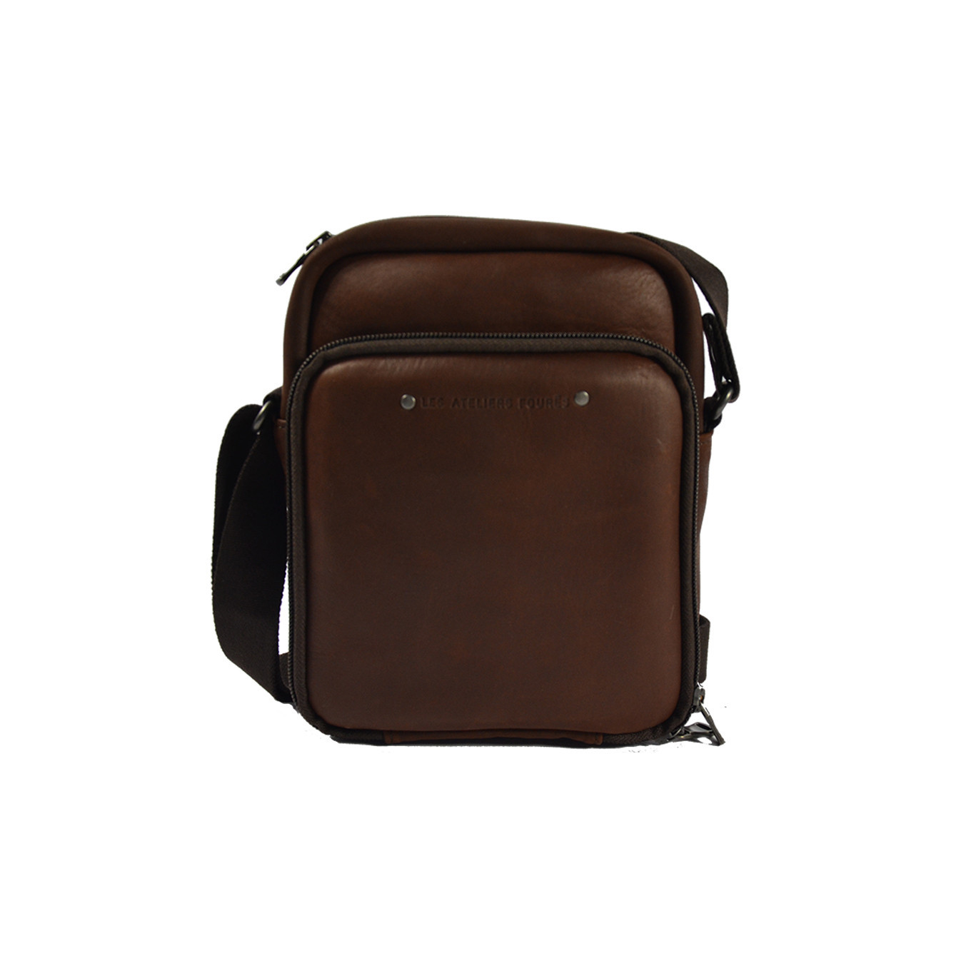 Ateliers Fourès Baroudeur Double Compartment Pouch F9403 Cognac