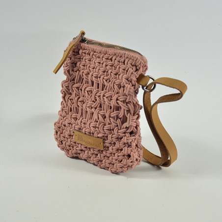 Biba Maldivas Pochette smartphone Macramé Rosa cote