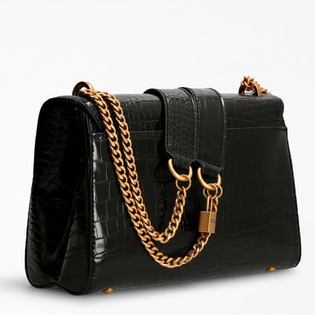 Guess Katey Croco Trotter Bag Black