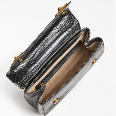 Guess Katey Croco Trotter Bag Black