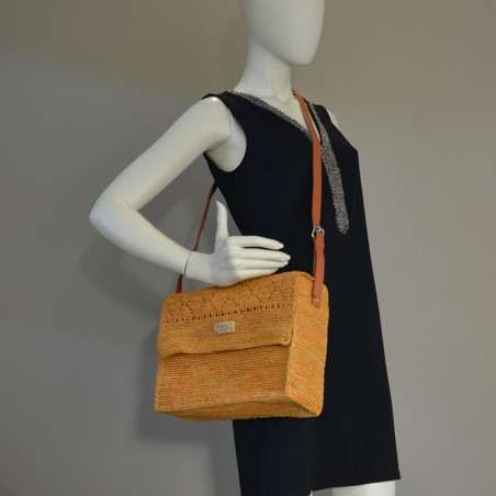 The Crochet Workshop Raphia Musetoa Drawstring Bag Mustard