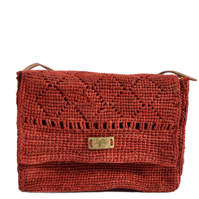L'Atelier du Crochet Musetoa Raffia Red Satchel