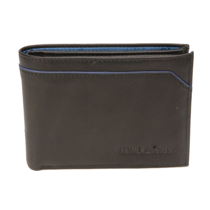 Arthur & Aston Ennis Italian Leather Wallet Black Blue