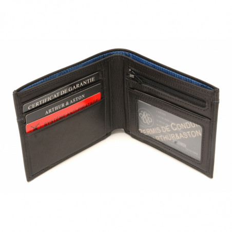 Arthur & Aston Ennis Italian Leather Wallet Black Blue