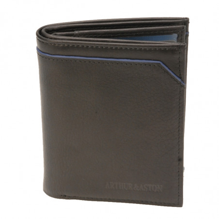 Arthur & Aston Ennis Portefeuille Homme Cuir Plonge Noir Bleu
