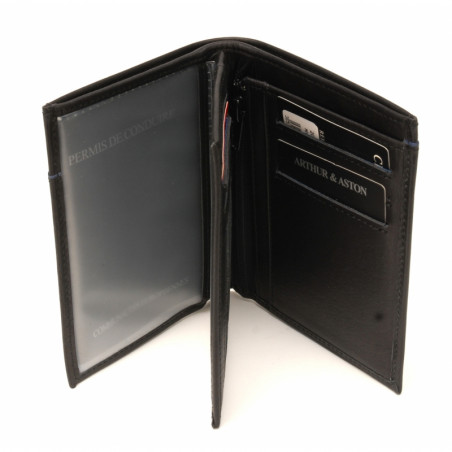 Arthur & Aston Ennis Men's Dipped Leather Wallet Black Blue