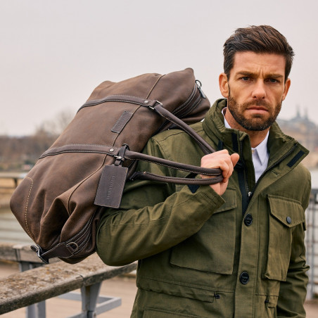 Arthur & Aston Marco Soft Leather Travel Bag Chestnut