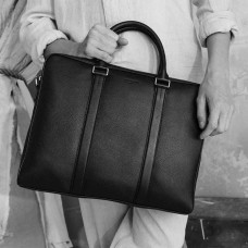 The Tanner Charles Document Holder 14" Grained Leather Black