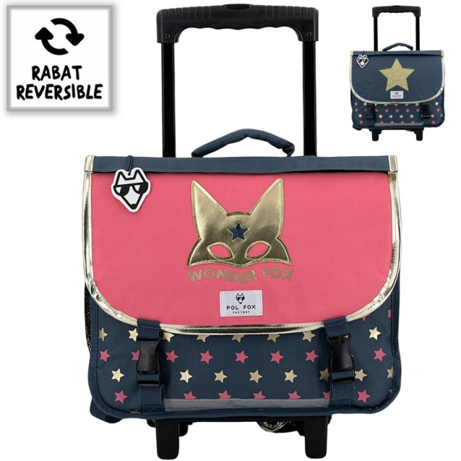 Pol Fox Reversible Trolley School Bag 38cm Wonder Fox Glitter