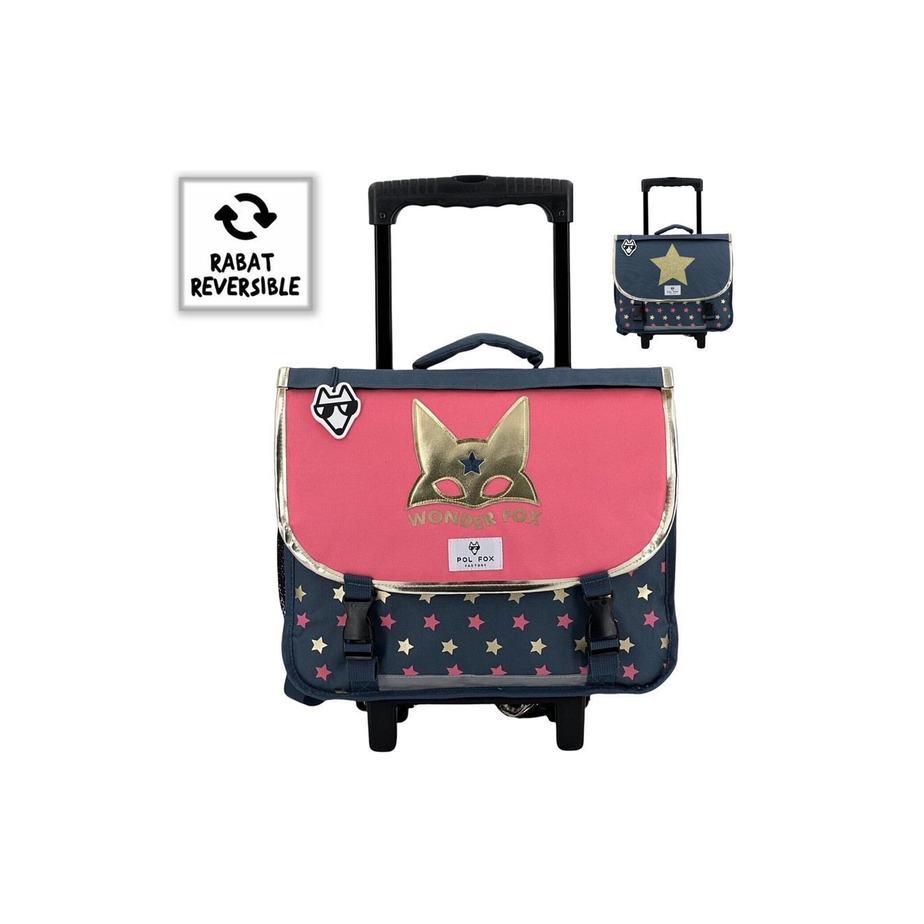 Pol Fox Reversible Trolley School Bag 38cm Wonder Fox Glitter
