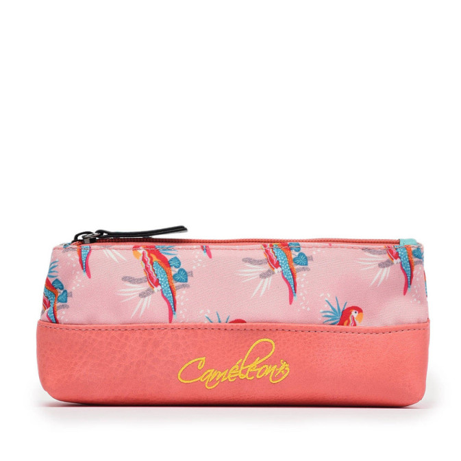 Chameleon Retro Pink Parrot Pencil Case