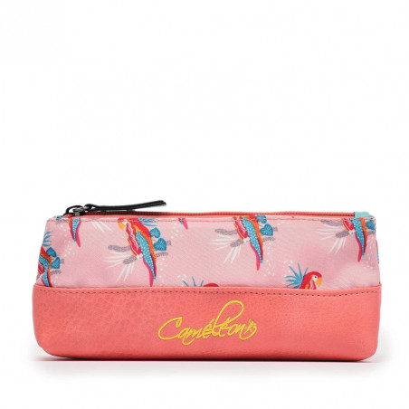 Chameleon Retro Pink Parrot Pencil Case