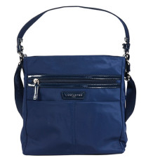 Lancaster Basic Verni Sac Porté Epaule et Travers 514-60 Bleu Foncé
