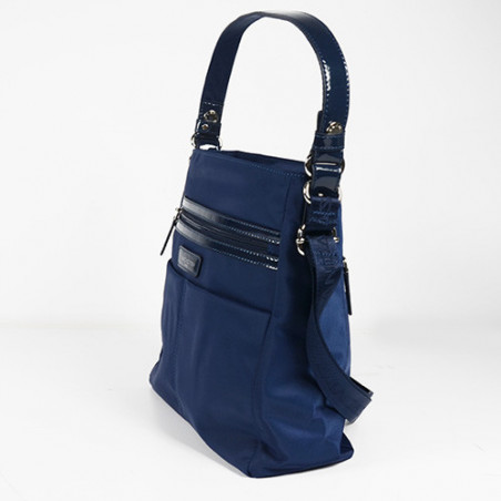 Lancaster Basic Verni Sac Porté Epaule et Travers 514-60 Bleu Foncé cote