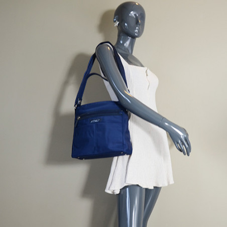 Lancaster Basic Verni Sac Porté Epaule et Travers 514-60 Bleu Foncé porté