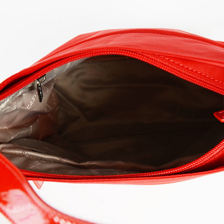 Lancaster Basic Verni Sac Porté Epaule et Travers 514-60 Rouge ouvert