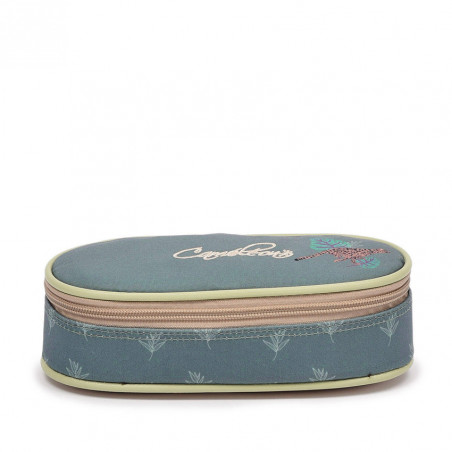 Chameleon Oval Pencil Case Vintage Fantasy Green Jungle