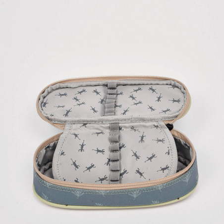 Chameleon Oval Pencil Case Vintage Fantasy Green Jungle