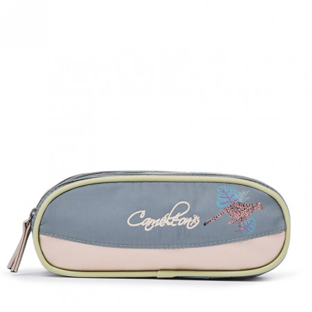 Chameleon Double Vintage Fantasy Green Jungle Pencil Case