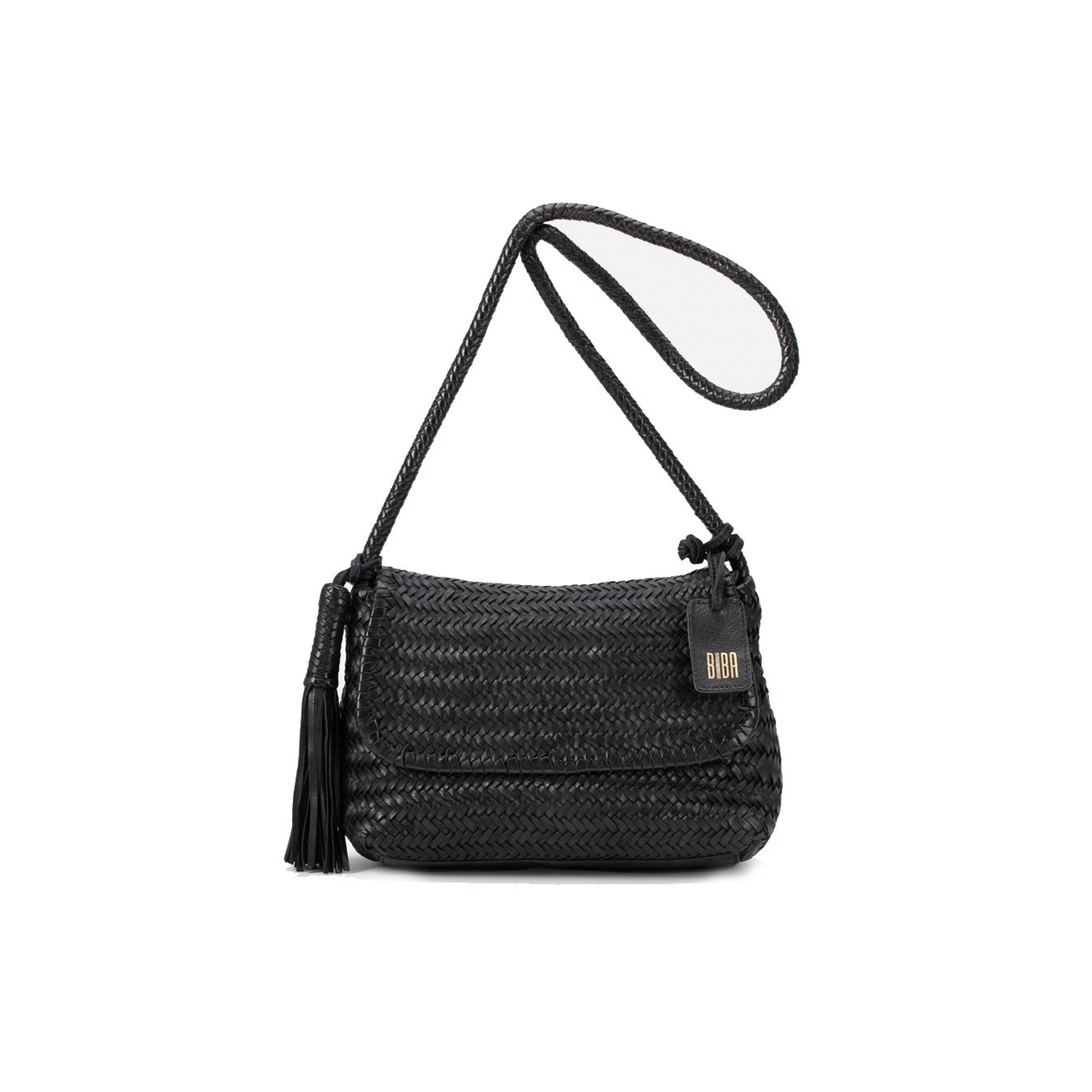 Biba Perkins Sac Bandoulière en Cuir Tressé PER2L Negro