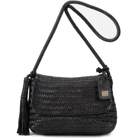 Biba Perkins Sac Bandoulière en Cuir Tressé PER2L Negro