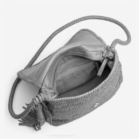 Biba Perkins Sac Bandoulière en Cuir Tressé PER2L Negro