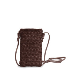 Biba Perkins Pochette Portable Cuir tressé PER4L Marron Os