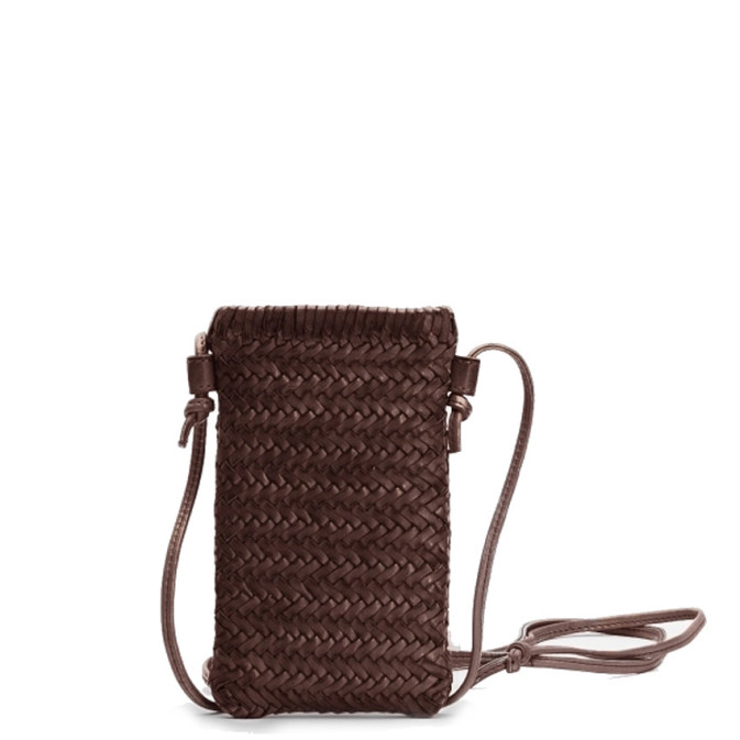 Biba Perkins Pochette Portable Cuir tressé PER4L Marron Os